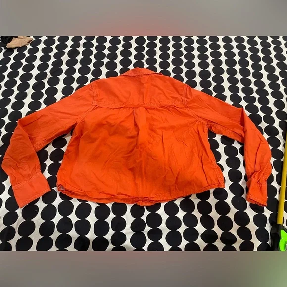 Intimately FREE PEOPLE Cropped Orange Button Down, sz XS - Picture 4 of 4